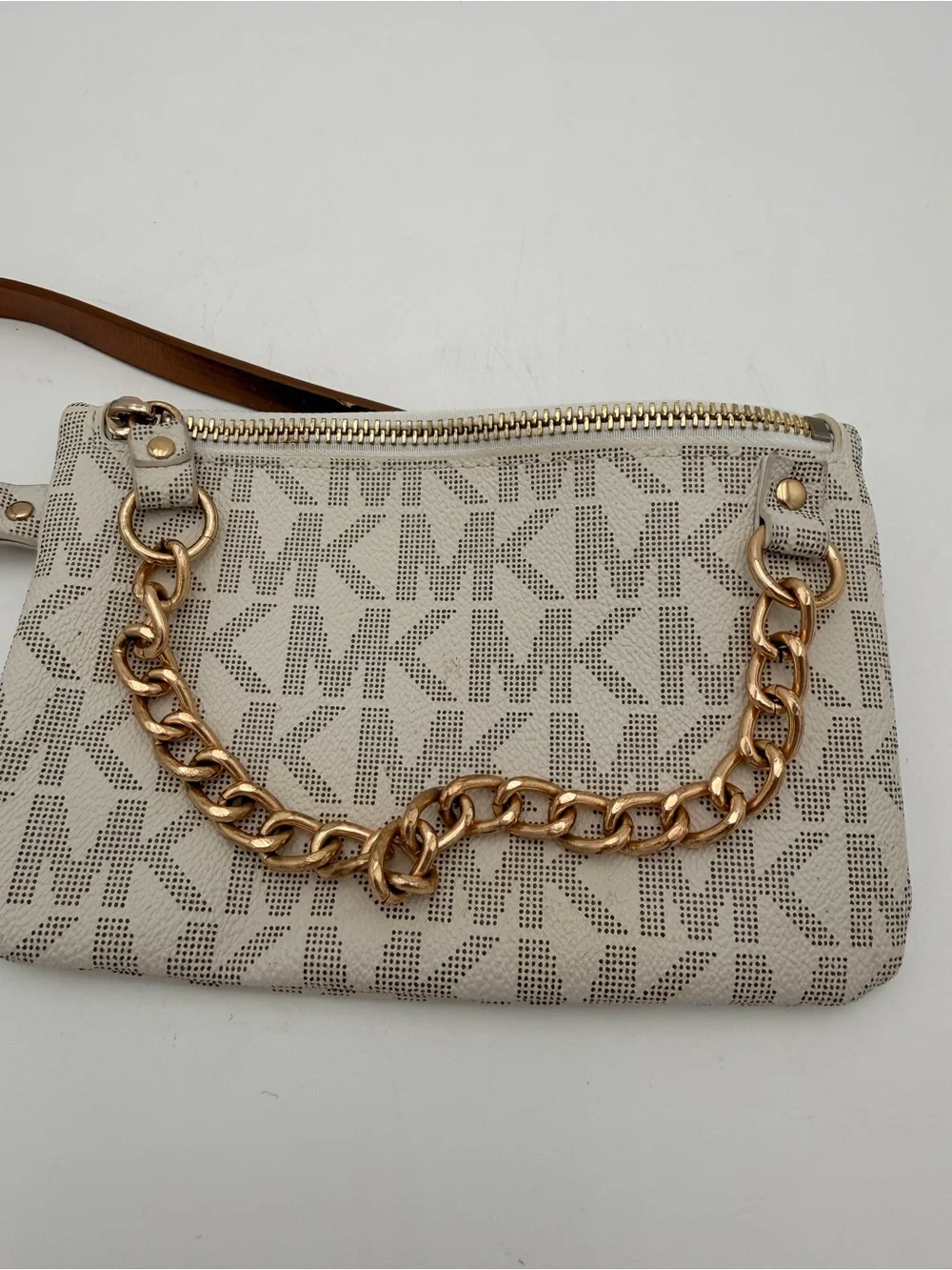 MICHAEL KORS Women's MK Signature Vanilla Synthetic Leather BELT BAG Pouch